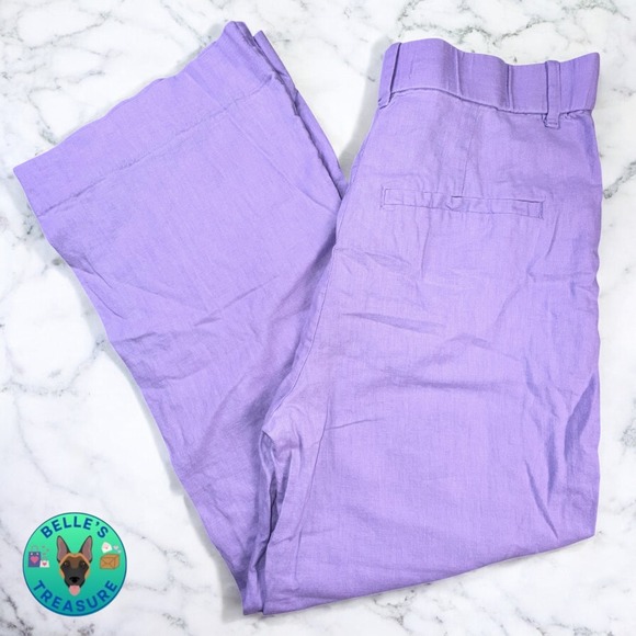 Abercrombie & Fitch Pants Women's‎ Medium Lilac Linen Blend Wide Leg High Waist - Picture 3 of 15